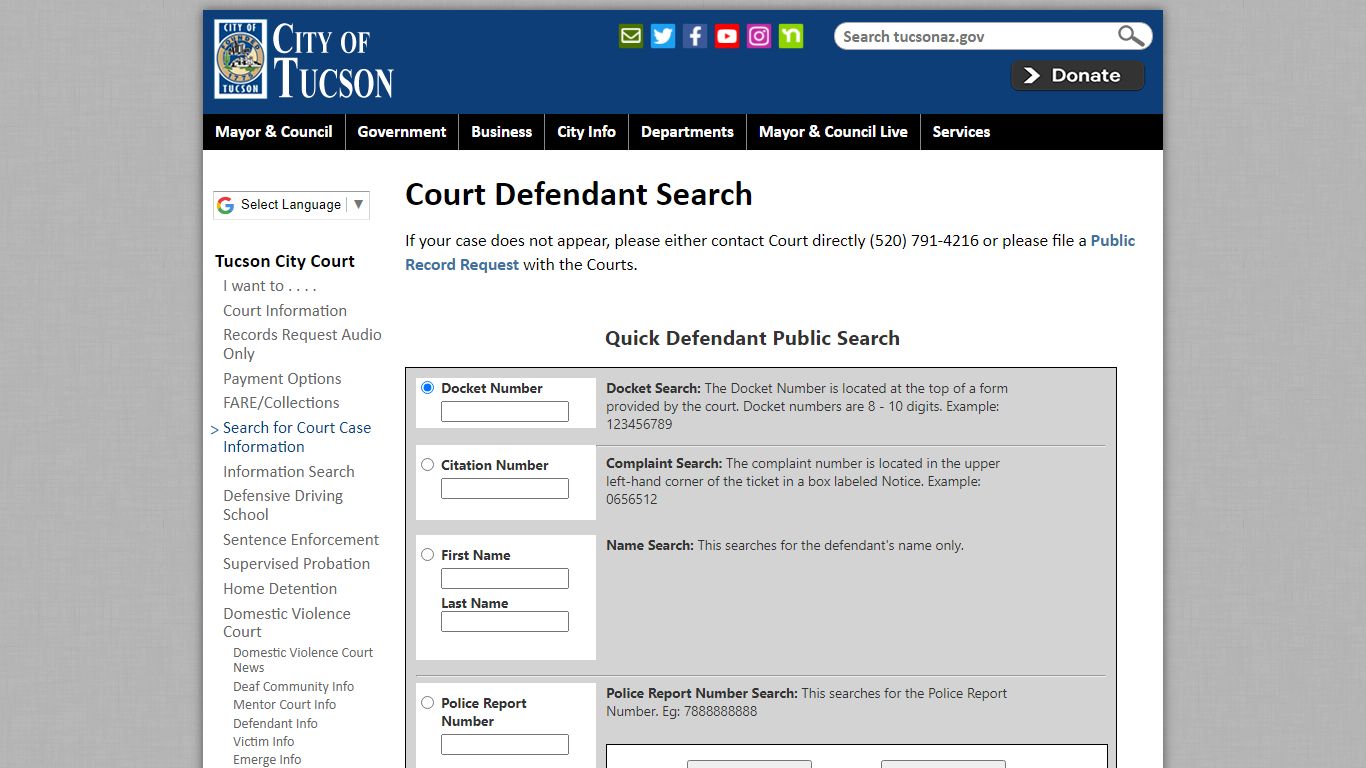 Court Defendant Search | Official website of the City of ...