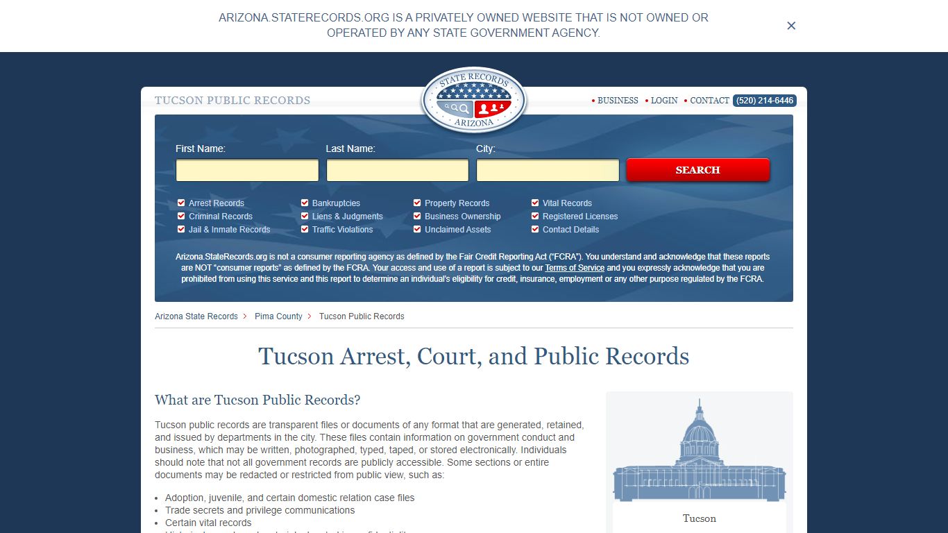 Tucson Arrest and Public Records | Arizona.StateRecords.org